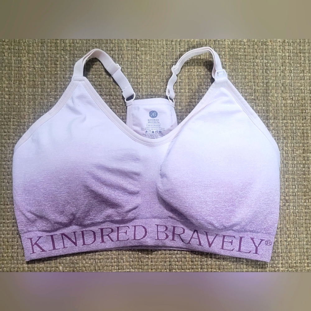 Kindred Bravely Maternity Nursing Sports Bra Pink / Purple Sz Large